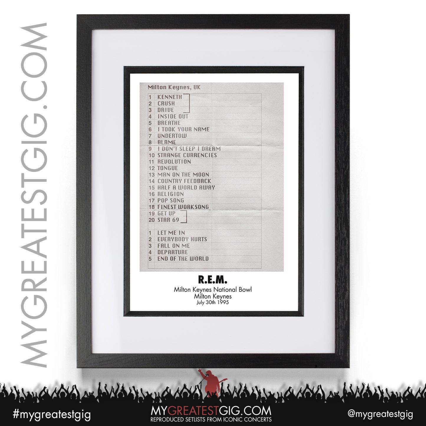 REM - Milton Keynes - Jul 30th 1995 Recreated Setlist Poster