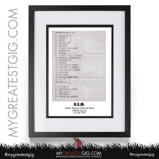 REM - Milton Keynes - Jul 30th 1995 Recreated Setlist Poster
