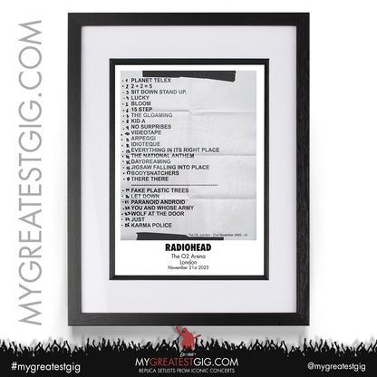 Radiohead - European Tour 2025 - Replica Setlist Posters
