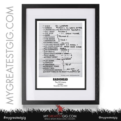 Radiohead - European Tour 2025 - Replica Setlist Posters