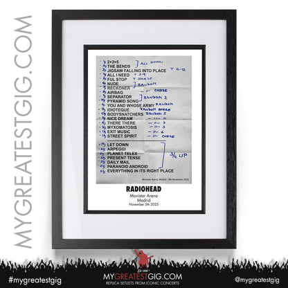 Radiohead - European Tour 2025 - Replica Setlist Posters
