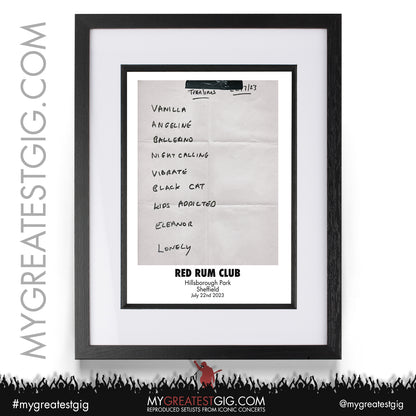 Red Rum Club - Tramlines Festival - July 22nd 2023 Recreated Setlist Poster