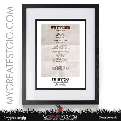 The Reytons - Portsmouth - October 21st 2023 Recreated Setlist Poster