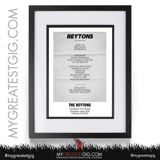 The Reytons - Hull - November 3rd 2023 Recreated Setlist Poster