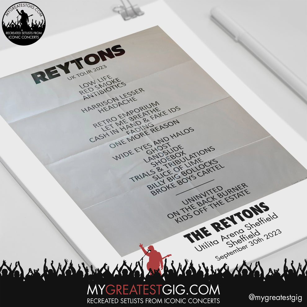 The Reytons - Sheffield - September 30th 2023 Recreated Setlist Poster ...