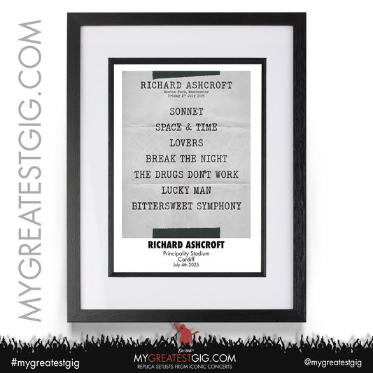 Richard Ashcroft - Live '25 - Oasis 2025 Tour Support Replica Setlist Posters