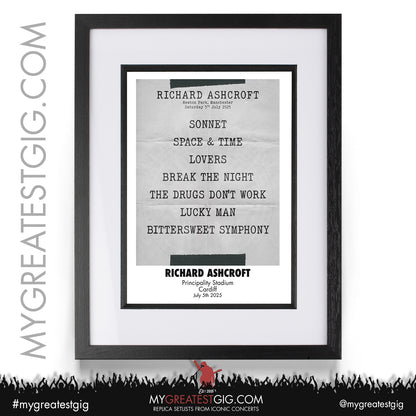 Richard Ashcroft - Live '25 - Oasis 2025 Tour Support Replica Setlist Posters