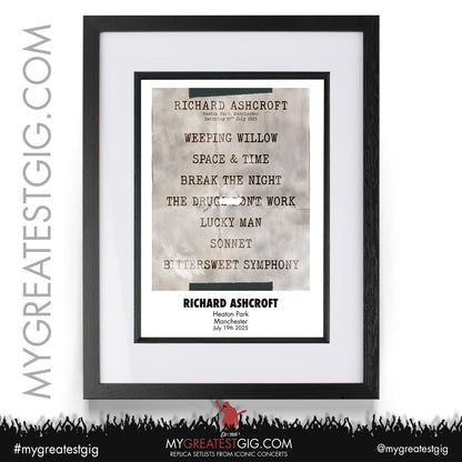 Richard Ashcroft - Live '25 - Oasis 2025 Tour Support Replica Setlist Posters
