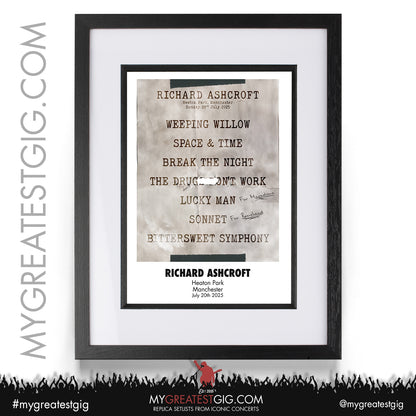 Richard Ashcroft - Live '25 - Oasis 2025 Tour Support Replica Setlist Posters