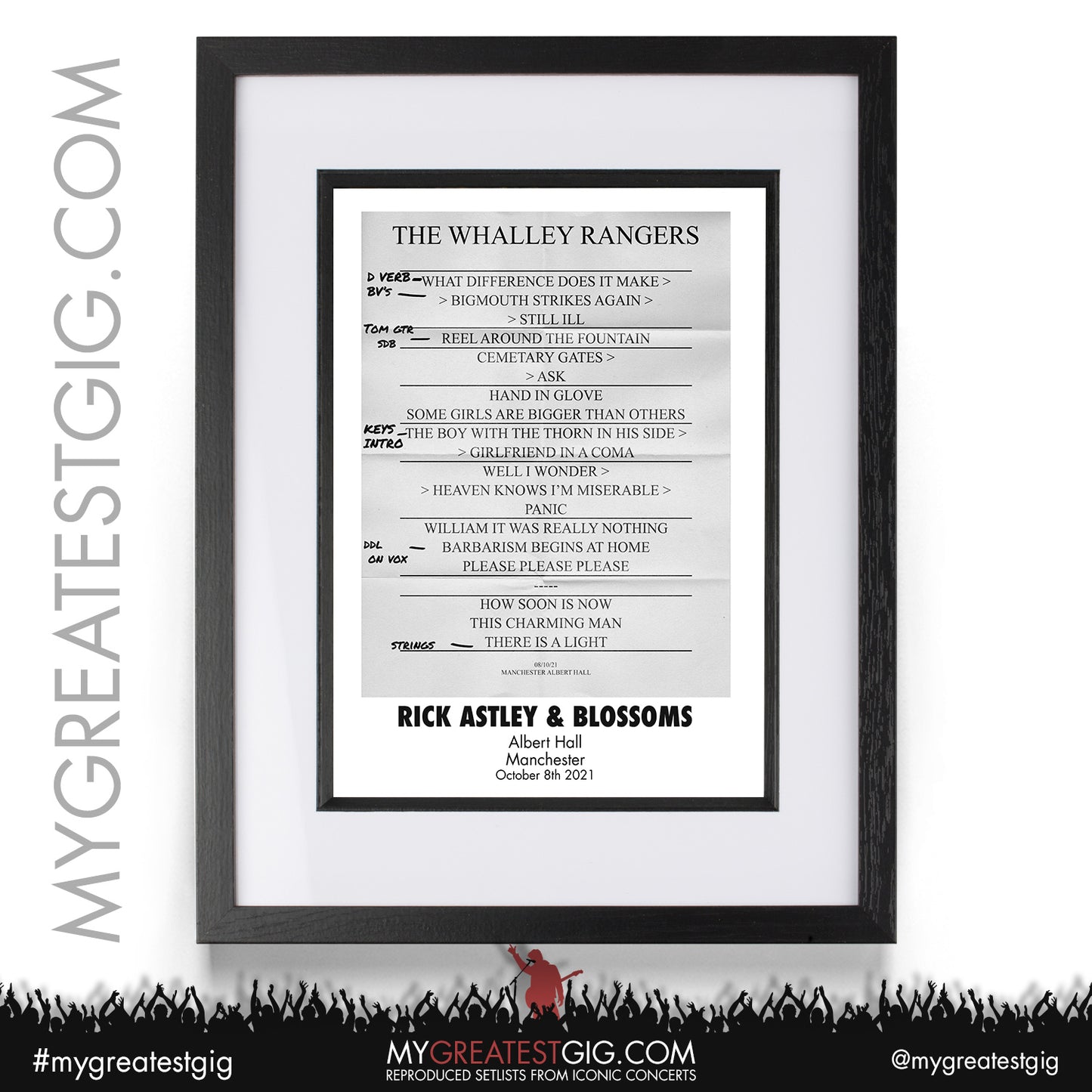 Rick Astley & Blossoms - Manchester - October 8th 2021 Recreated Setlist Poster
