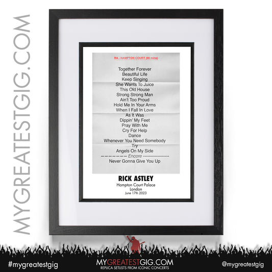 Rick Astley - London - June 17th 2023 Replica Setlist Poster