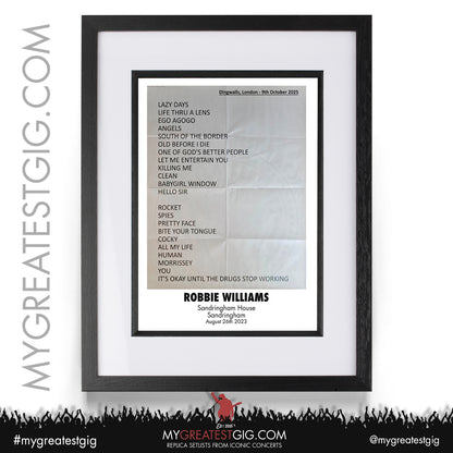 Robbie Williams - Britpop Tour 2025 - Replica Setlist Posters