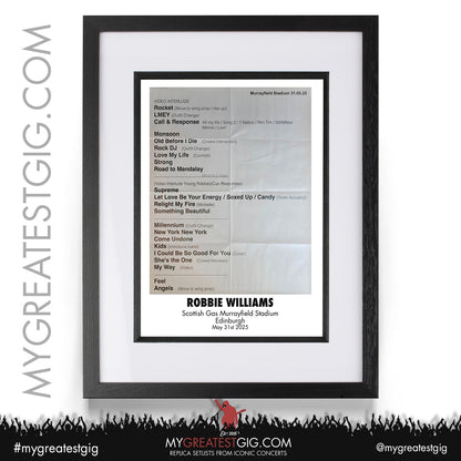 Robbie Williams - Britpop Tour 2025 - Replica Setlist Posters