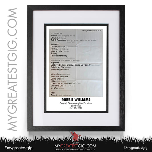 Robbie Williams - Britpop Tour 2025 - Replica Setlist Posters