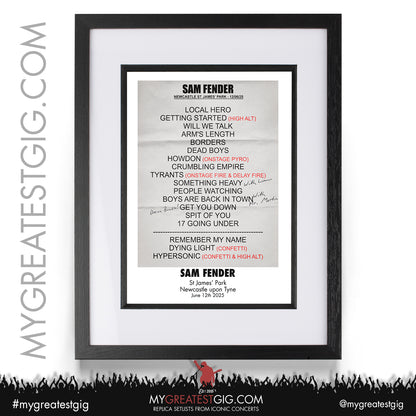 Sam Fender - People Watching Tour 2025 - Replica Setlist Posters