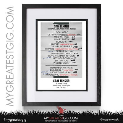 Sam Fender - People Watching Tour 2025 - Replica Setlist Posters