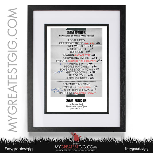 Sam Fender - People Watching Tour 2025 - Replica Setlist Posters