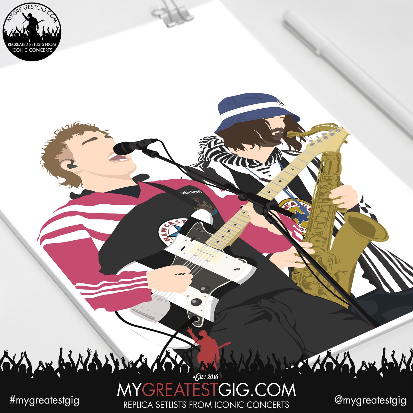 Sam Fender & Johnny 'Blue Hat' Davis (Newcastle) - Minimal Illustration Poster