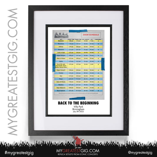 Back to the Beginning - July 5th 2025 Replica Setlist Posters