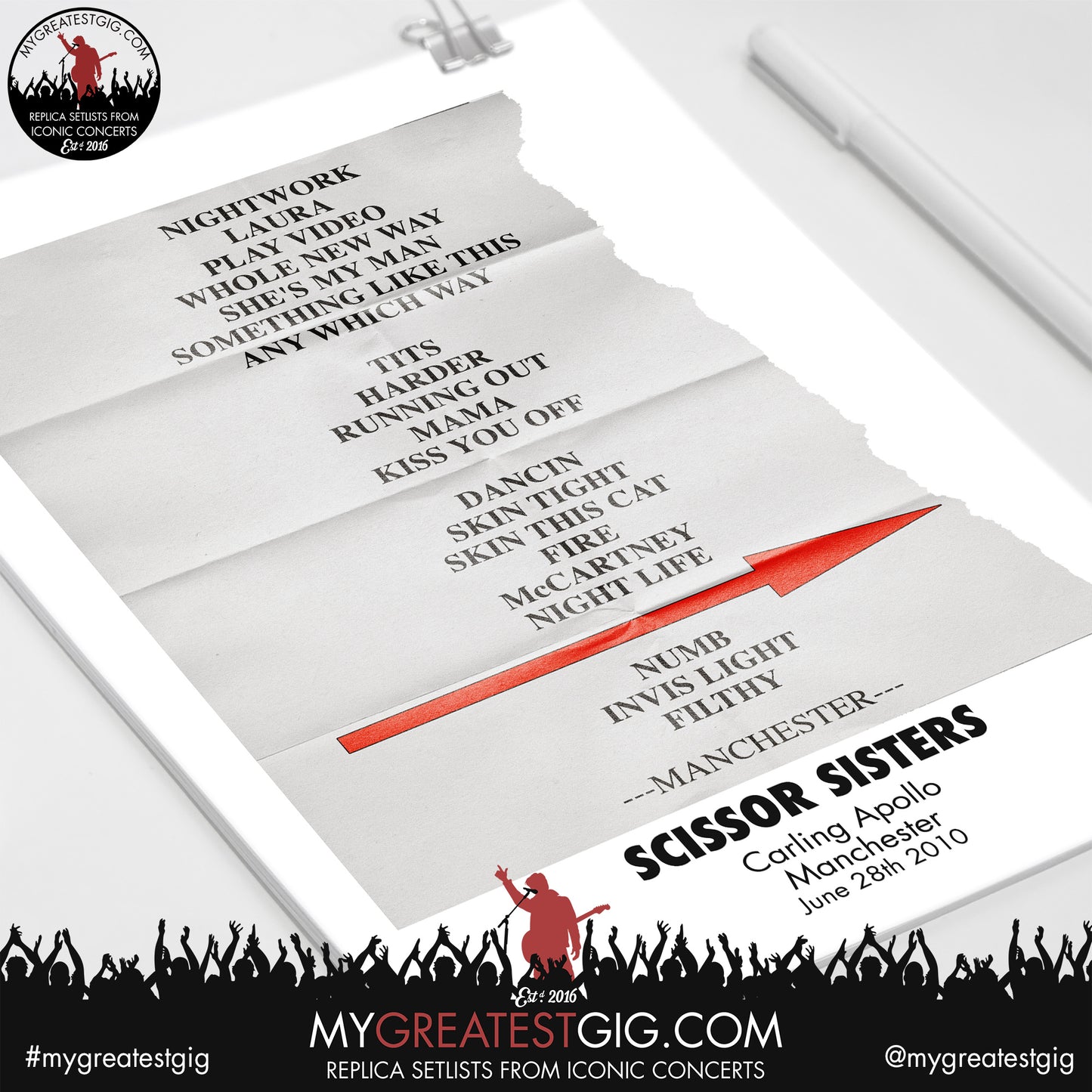 Scissor Sisters - Manchester - June 28th 2010 Replica Setlist Poster