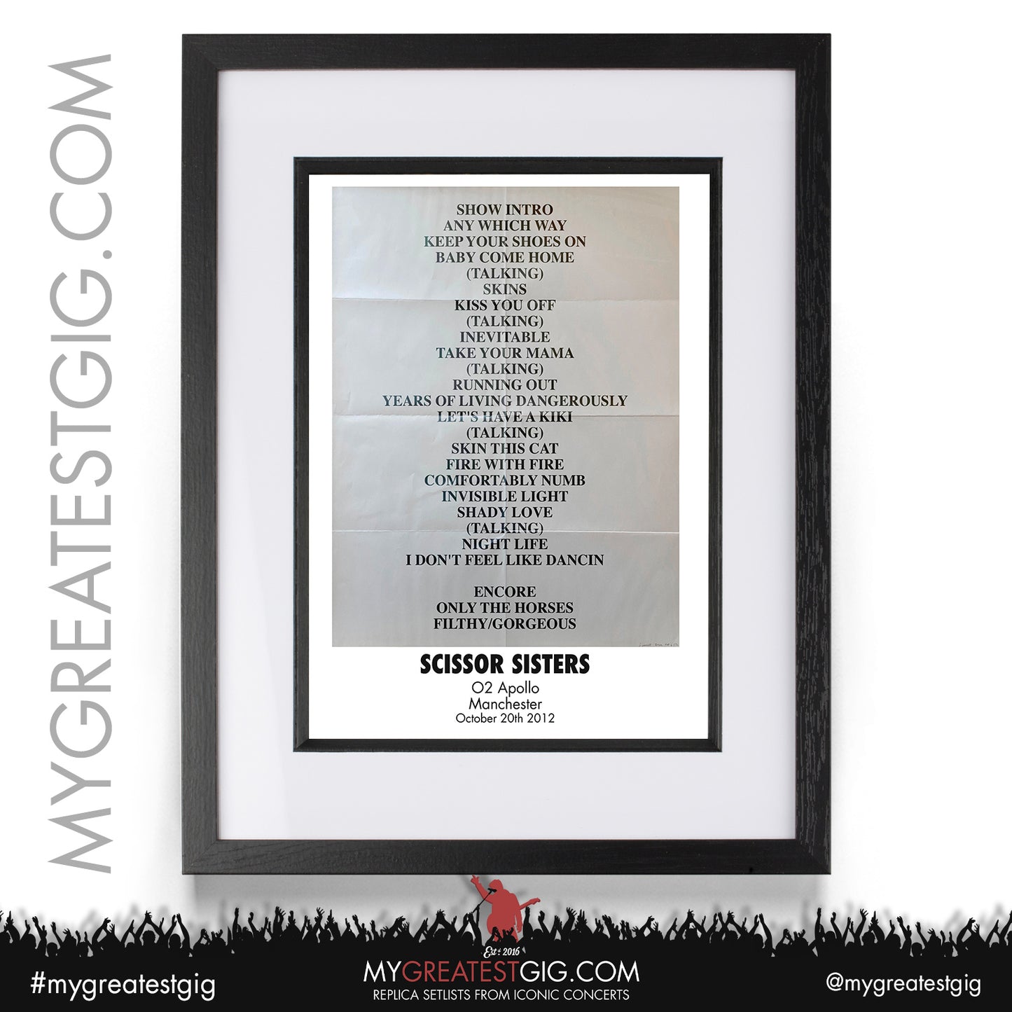 Scissor Sisters - Manchester - October 20th 2012 Replica Setlist Poster