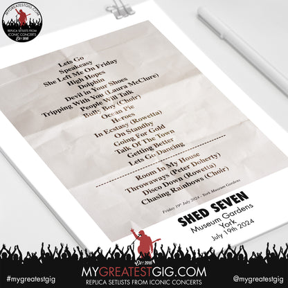 Shed Seven - York - July 19th / 20th 2024 Replica Setlist Poster