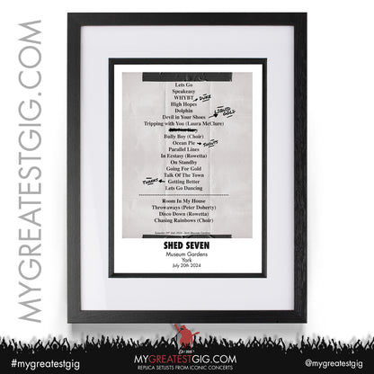 Shed Seven - York - July 19th / 20th 2024 Replica Setlist Poster