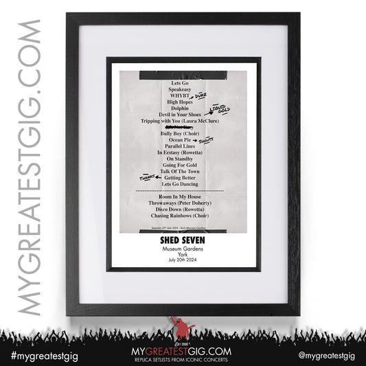 Shed Seven - York - July 19th / 20th 2024 Replica Setlist Poster