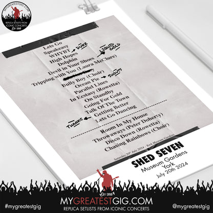Shed Seven - York - July 19th / 20th 2024 Replica Setlist Poster