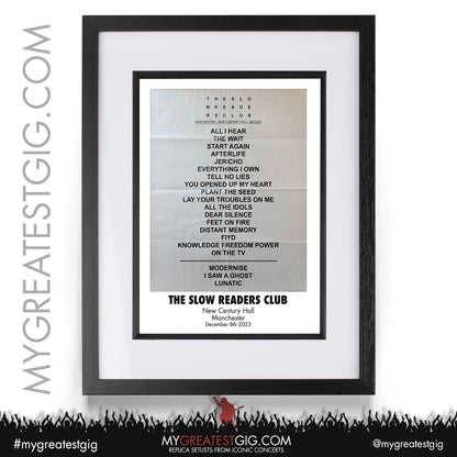Slow Readers Club - Manchester - December 8th 2023 Replica Setlist Poster