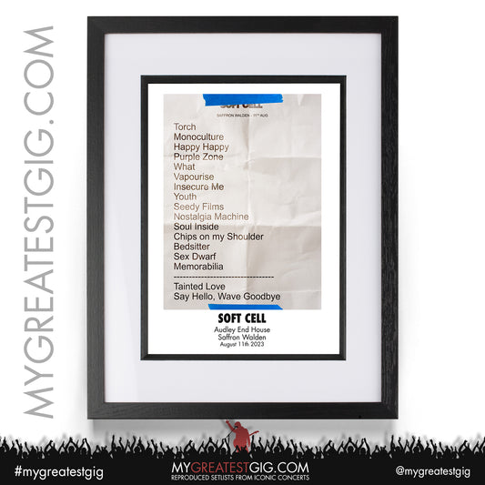 Soft Cell - Saffron Walden - August 11th 2023 Recreated Setlist Poster