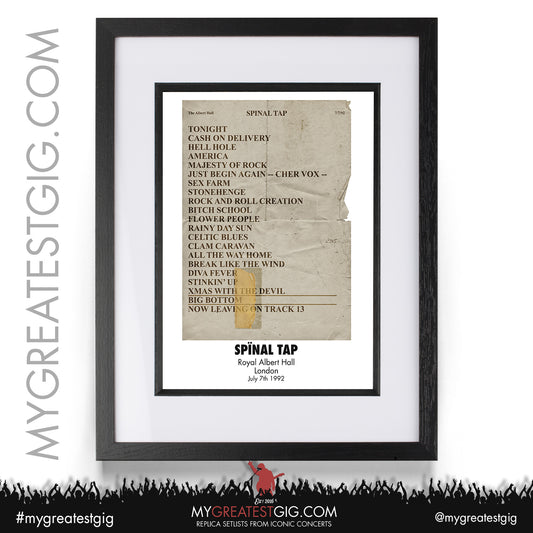 Spın̈al Tap - London - July 7th 1992 Replica Setlist Poster