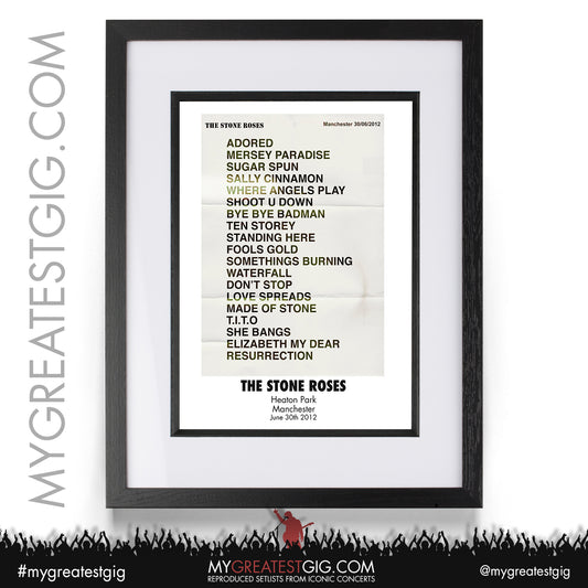Stone Roses - Manchester - June 30th 2012 Recreated Setlist Poster