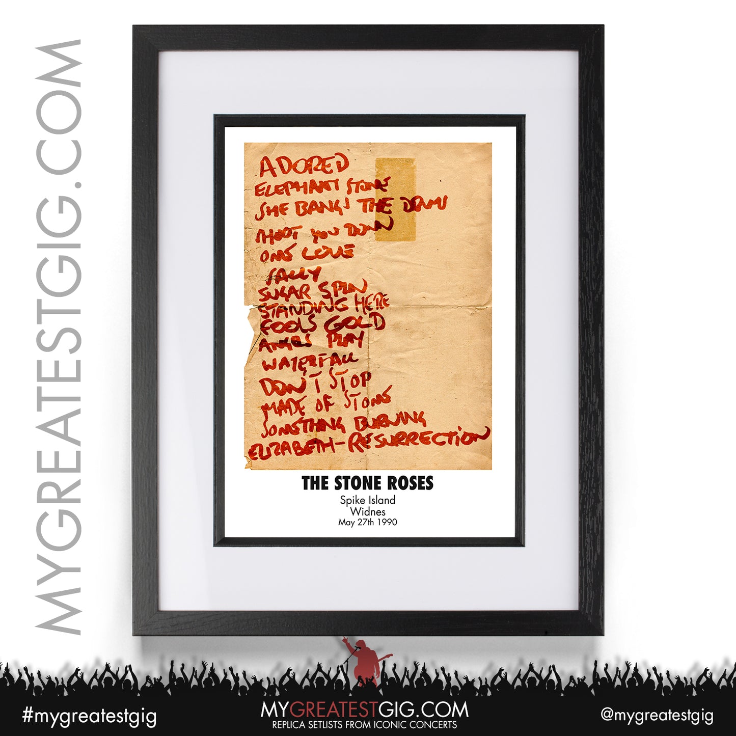 Stone Roses - Spike Island - May 27th 1990 Recreated Set List Poster