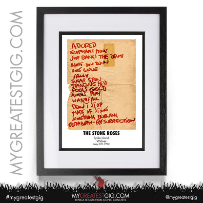 Stone Roses - Spike Island - May 27th 1990 Recreated Set List Poster