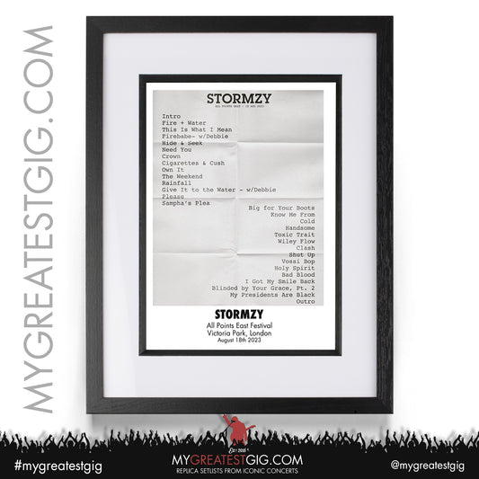 Stormzy - London - August 18th 2023 Replica Setlist Poster