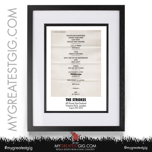 The Strokes - London - August 25th 2023 Replica Setlist Poster