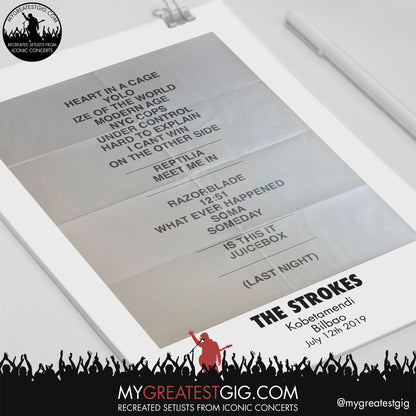 The Strokes - Bilbao - July 12th 2019 Recreated Setlist Poster
