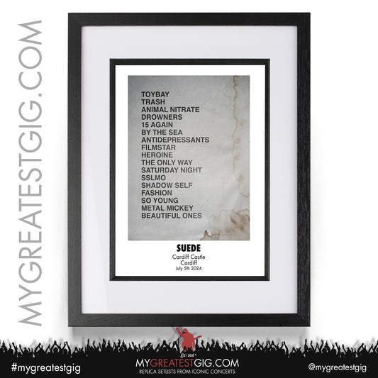 Suede - Cardiff Castle - July 5th / 6th 2024 Replica Setlist Poster
