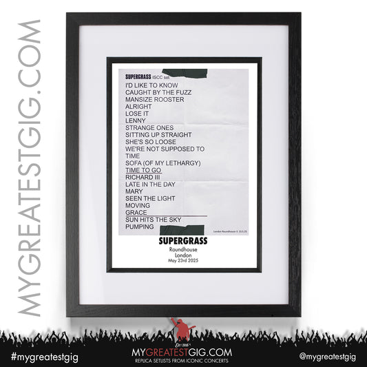 Supergrass - I Should Coco 30th Anniversary Tour 2025 - Replica Setlist Posters