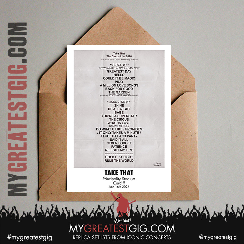 Take That - The Circus Live 2026 Tour - Replica Setlist Posters