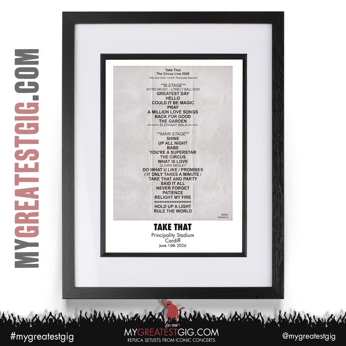 Take That - The Circus Live 2026 Tour - Replica Setlist Posters