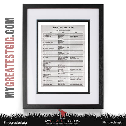 Take That - The Circus Live 2026 Tour - Replica Setlist Posters