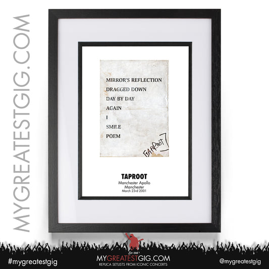 Taproot - Manchester - March 23rd 2001 Replica Setlist Poster