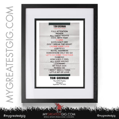 Tom Grennan - 2025 Tour - Replica Setlist Posters