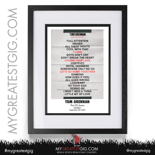 Tom Grennan - 2025 Tour - Replica Setlist Posters