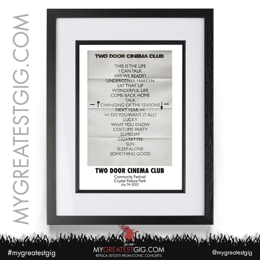 Two Door Cinema Club - London - July 7th 2023 Replica Setlist Poster