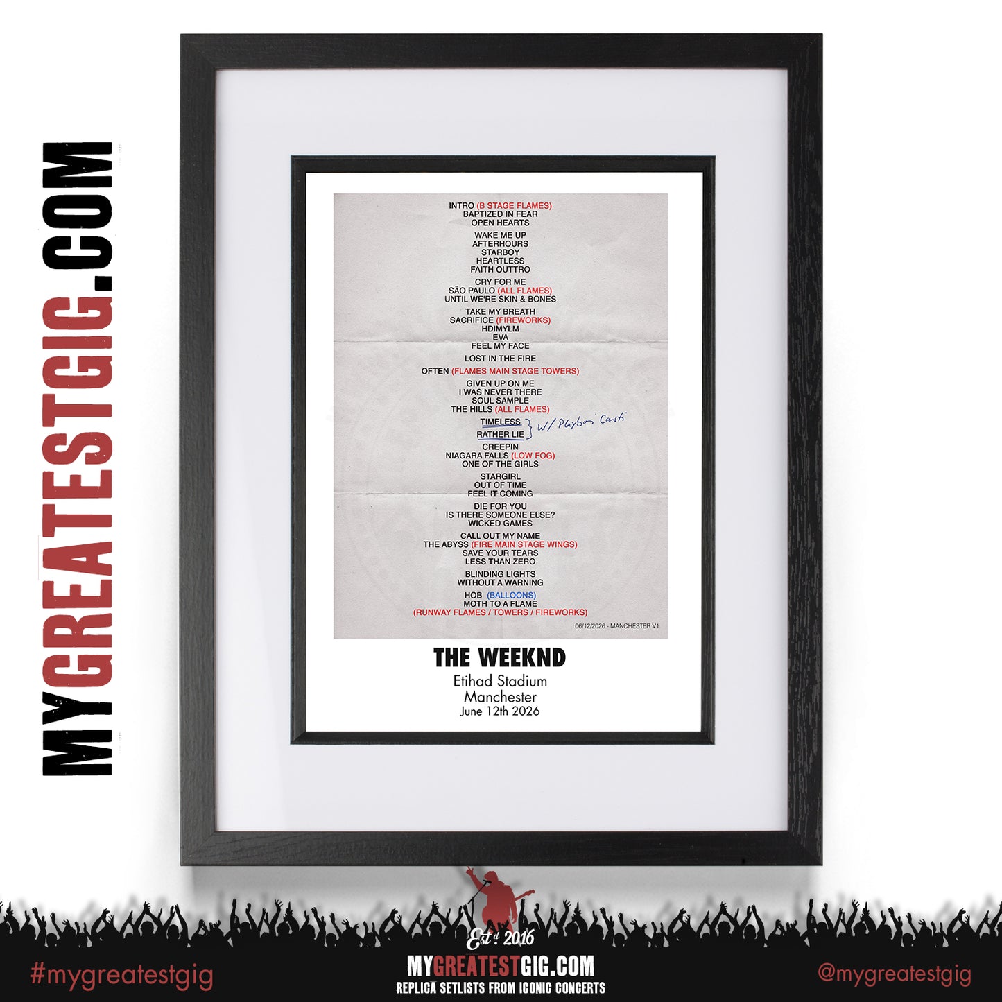 The Weeknd - After Hours Til Dawn - 2026 Tour Replica Setlist Posters