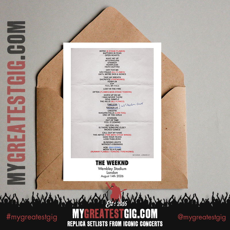 The Weeknd - After Hours Til Dawn - 2026 Tour Replica Setlist Posters