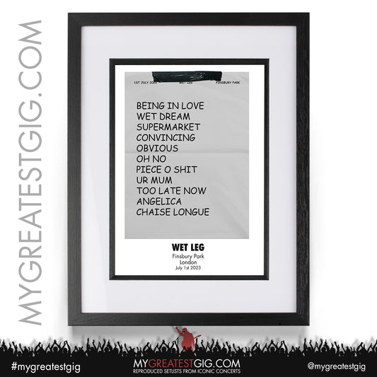 Wet Leg - Finsbury Park - July 1st 2023 Recreated Setlist Poster